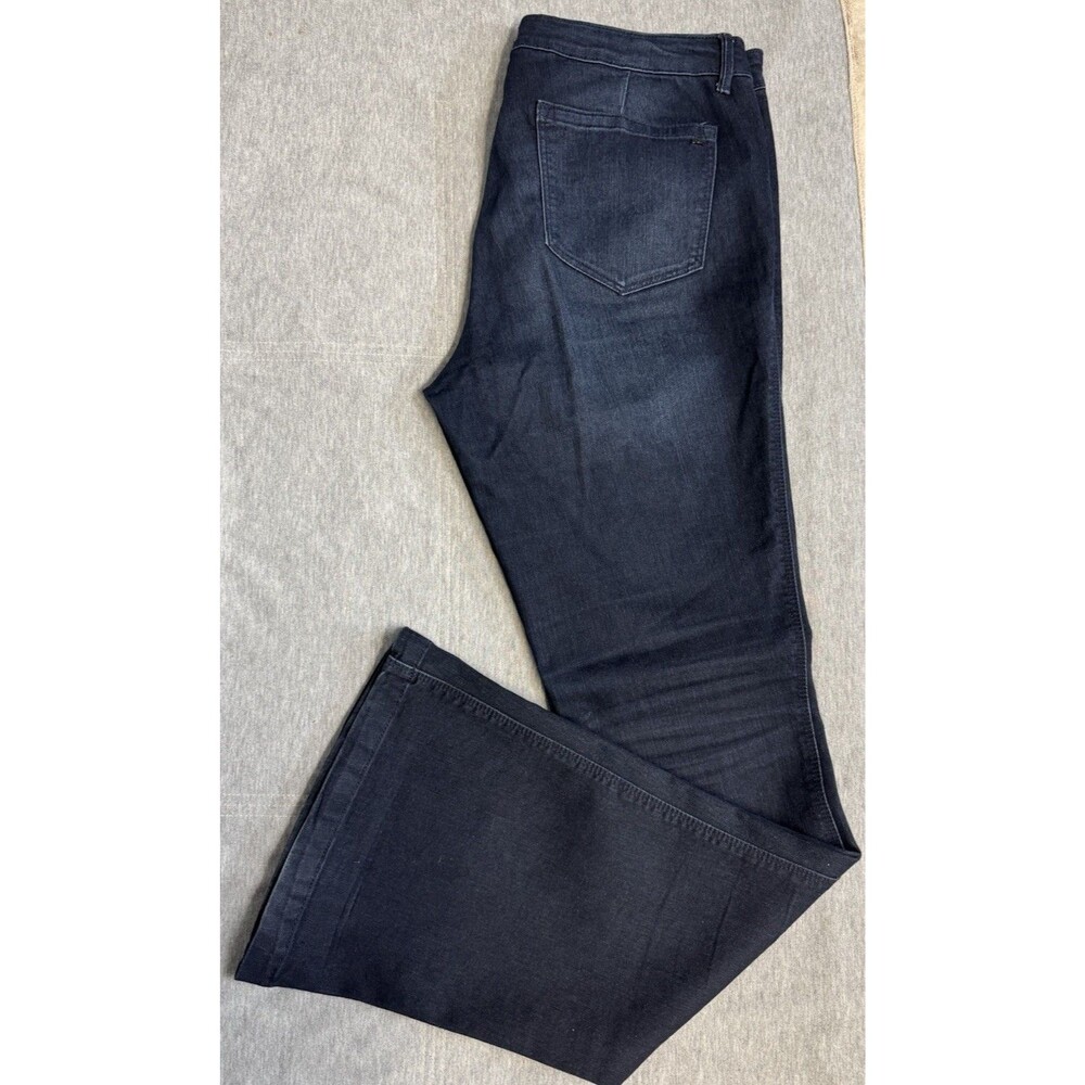 Denim Suede Brand Jeans Womens 32 Large Navy Blue Farrah‎ High Rise Flare Leg